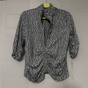 Calvin Klein Performance Jacket Womens Heather Black Ruched Sleeve Zip Up - NWT